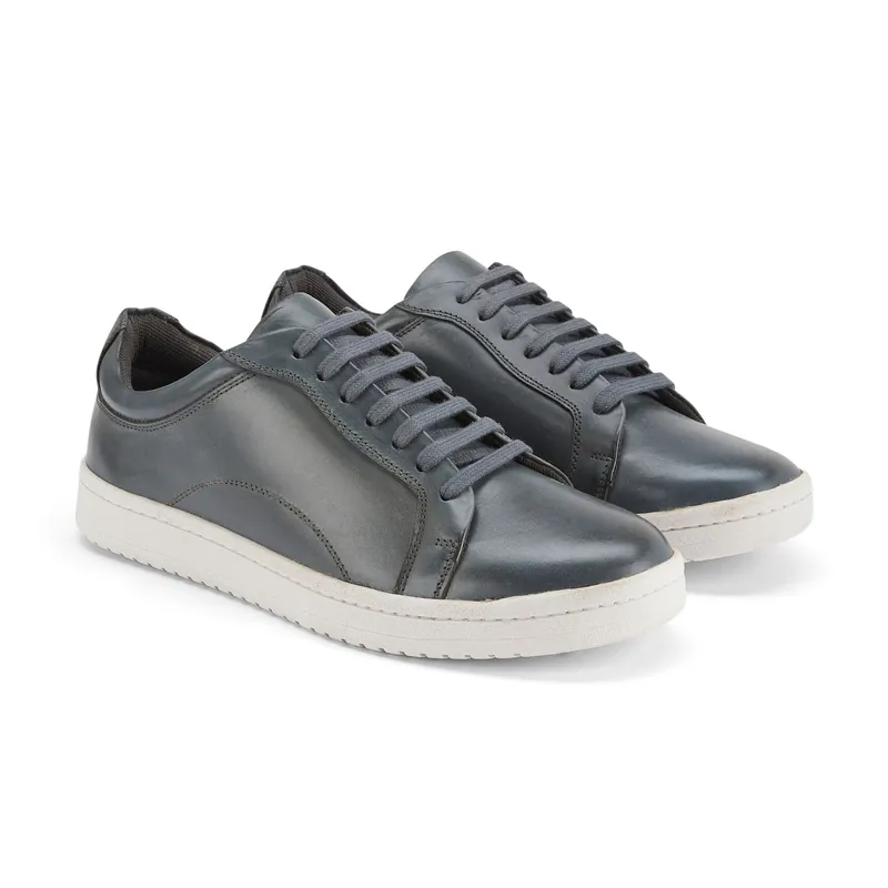 Westcote Casual Lace Up Leather Mens Trainers - Silver Street London
