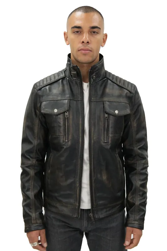 Vintage Leather Biker Jacket-Cape Town