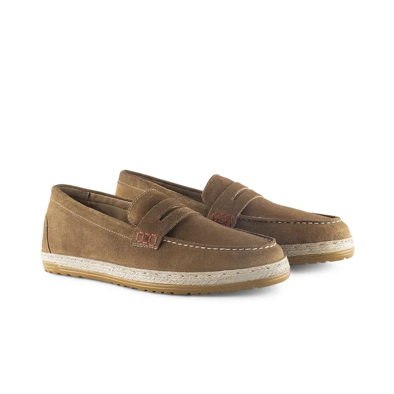 Clapham Suede Leather Casual Mens Penny Loafers - Silver Street London