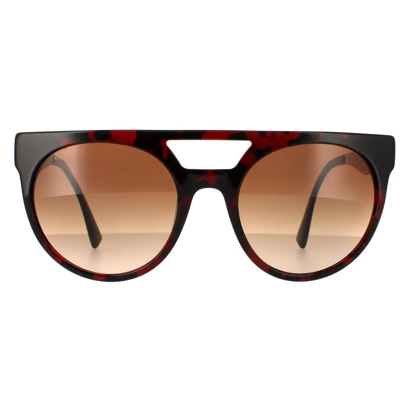 Round Red Havana Blue Brown Gradient Sunglasses - Versace