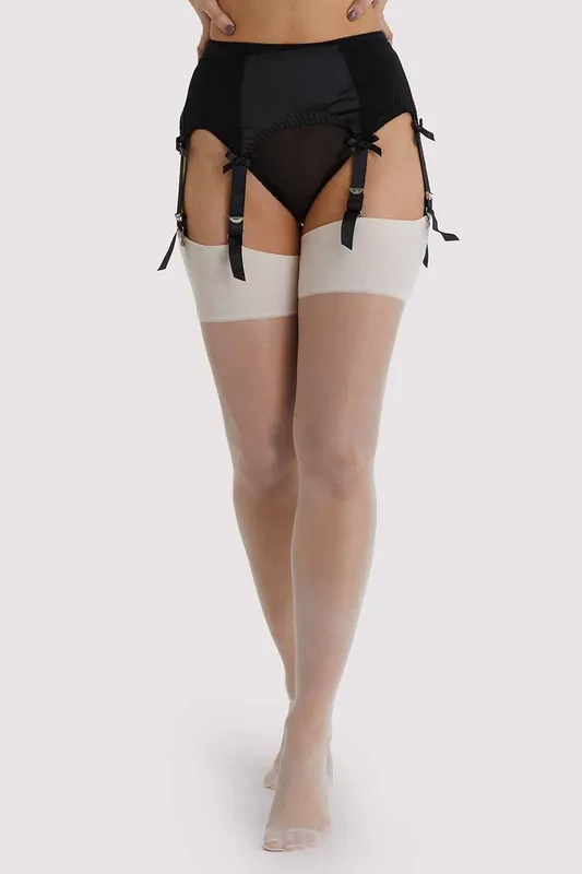 Crème De Pêche Seamed Stockings - Playful Promises