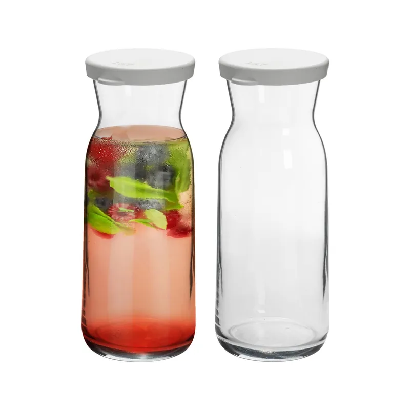 Brocca Glass Carafes with Silicone Lids - 700ml - Pack of 2