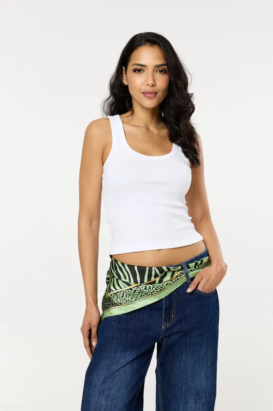 Green Animal Print Satin Scarf Belt - Liquorish