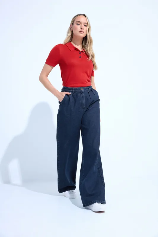 Tall Pleated Wide Leg Jeans - Long Tall Sally