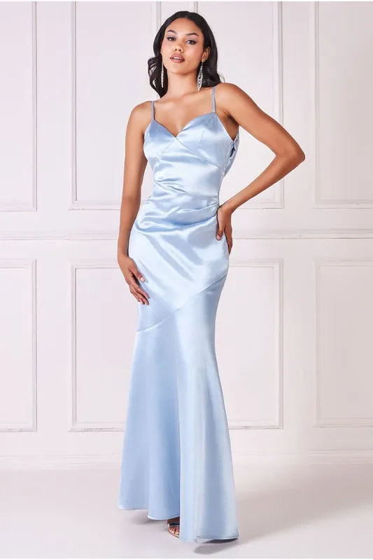 Cowl Back Satin Maxi Dress - Goddiva