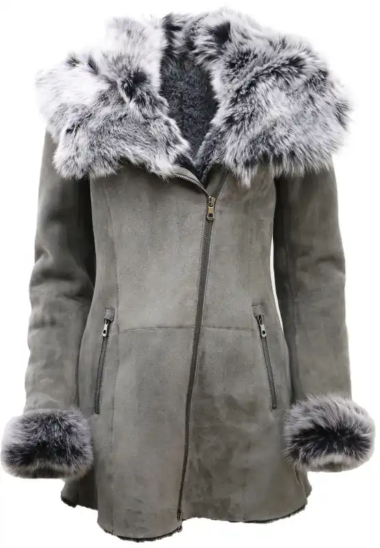 Suede Hooded Merino Sheepskin Coat-Monrovia