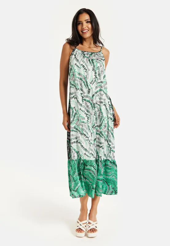 Oversized Cami Maxi Dress In Contrast Colours - Liquorish