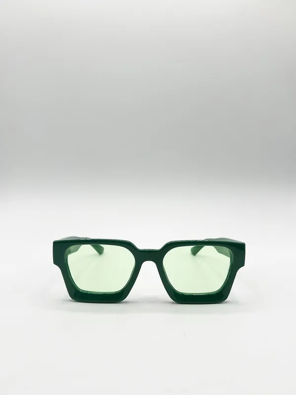 Square Retro Mint Green Sunglasses - SVNX