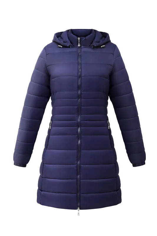 Nylon Quilted Coat with Detachable Hood - MODISHION