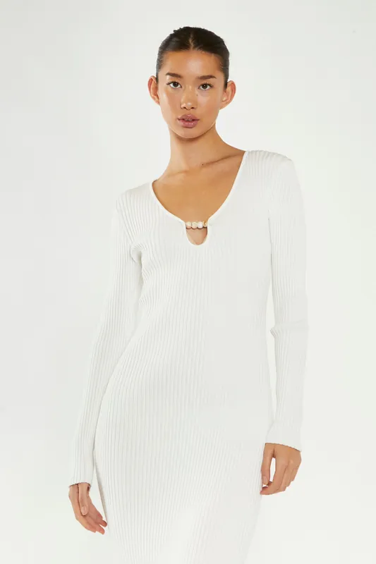 Flared Skirt Knitted Maxi Dress - Shnoo