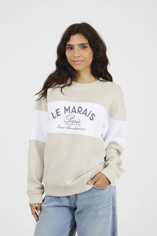 Contrast Stripe Panel Crew Neck Sweatshirt - Brave Soul