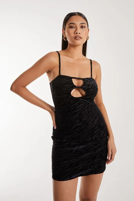 Zebra Velvet Mini Dress - Pink Vanilla