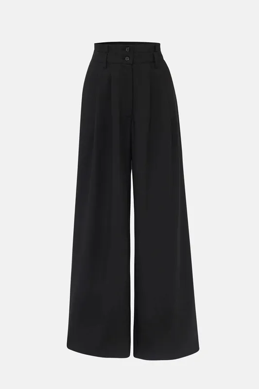 Double Waisted Wide Leg Pants - Hiccup