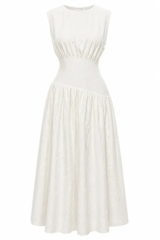 Cotton Knit Midi Dress with Buttons - MixRay