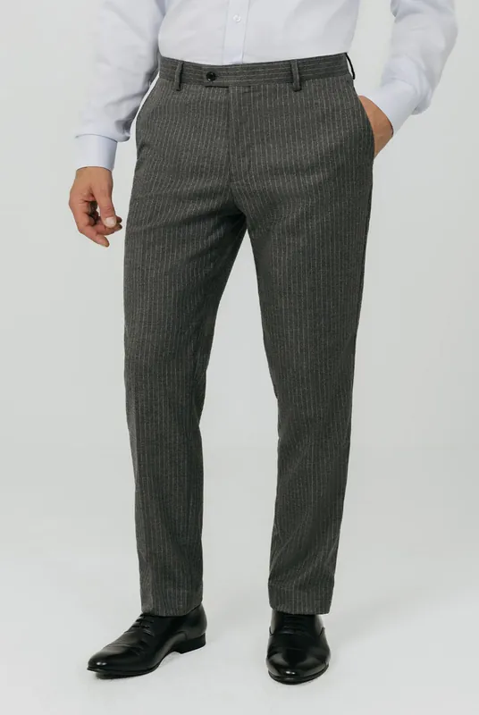 Charcoal Chalkstripe Suit Trousers - Dobell