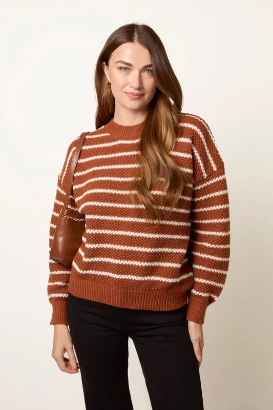 Brown Textured Stripe Jumper - Blue Vanilla