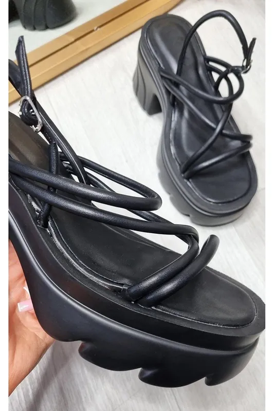 Sienna Faux Leather Extreme Platform Sandals - IKRUSH