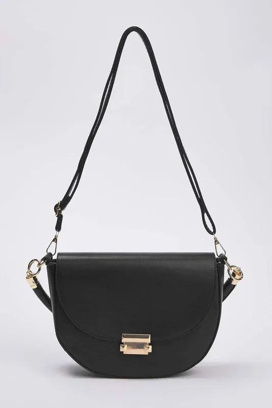 Metal Clasp Saddle Shoulder Bag - WOVCOR