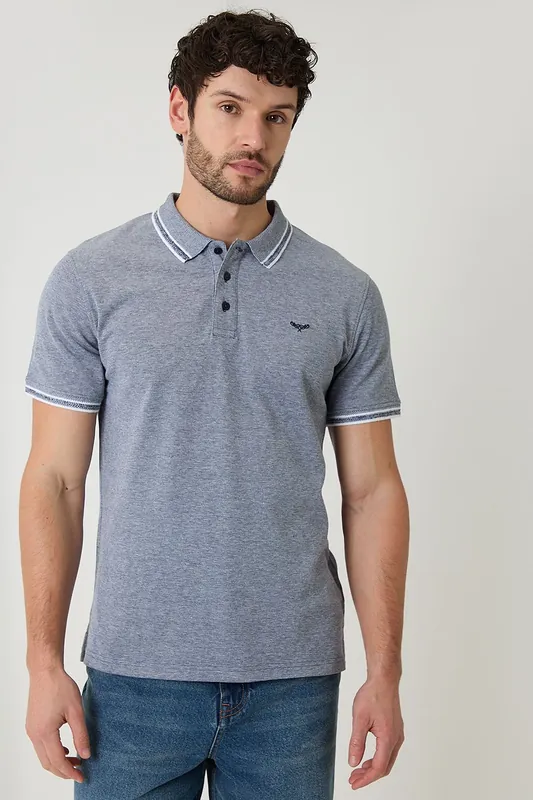 Two Tone Cotton Pique Polo Shirt - Threadbare