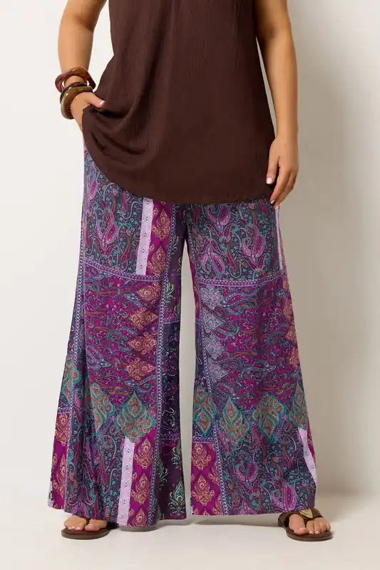 Paisley Wide Leg Trousers - Yours