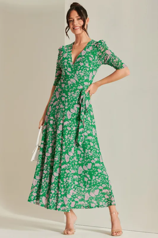 Daliyah Wrap Front Mesh Maxi Dress - Jolie Moi