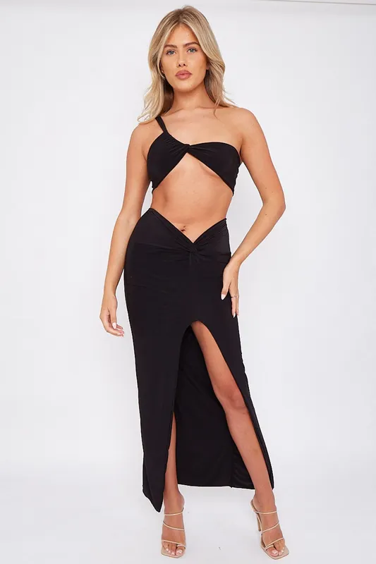 Slinky Cross Top and Twisted Maxi Skirt Co-ord