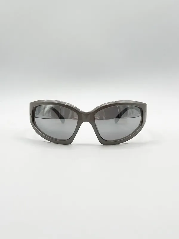 Silver Racer Wrap Sunglasses - SVNX