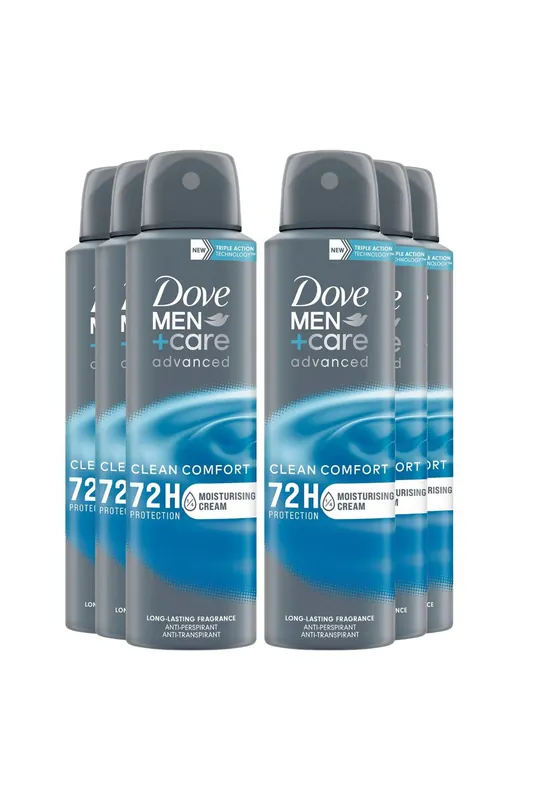 6x Men+Care 'Antiperspirant' Deo, Clean Comfort, 150 ml - Dove