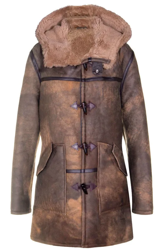 Antique Sheepskin Duffle Coat-Arona