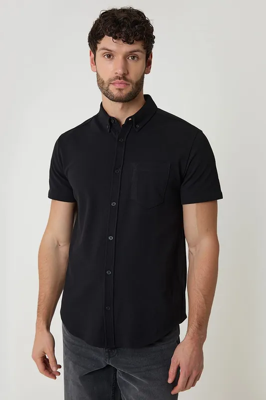 Cotton Pique Short Sleeve Shirt - Threadbare