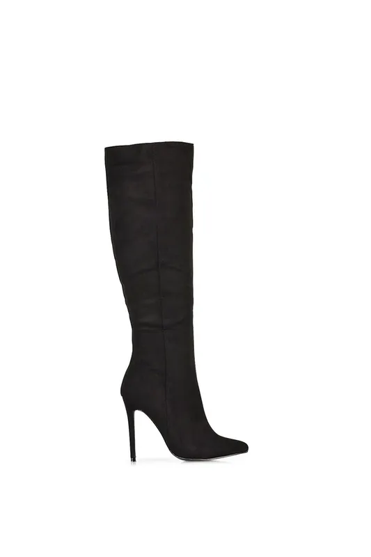 Nora' Pointed Toe Zip Up Knee High Stiletto Heel Long Boots - XY London