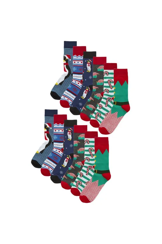 12 Pair Multipack Christmas Design Socks - Sock Snob