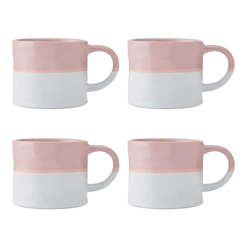 Set of 4 Ombre Pink and White Stoneware Mugs - Mikasa