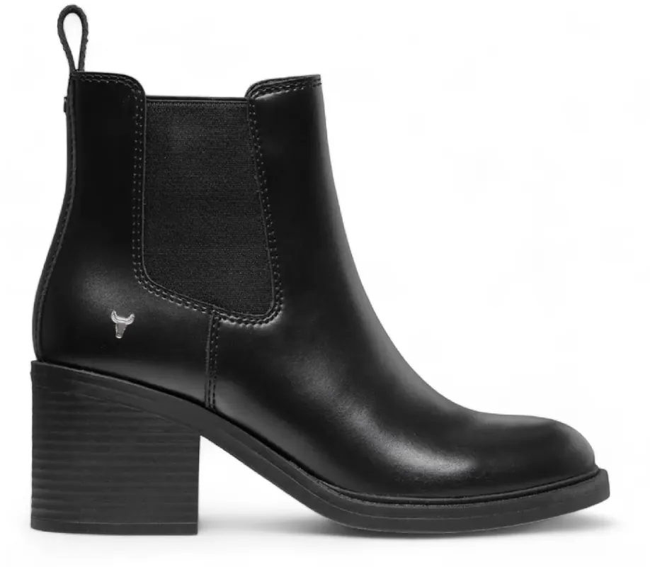 Classic Slip On Block Heel Leather Chelsea Ankle Boots - TruClothing