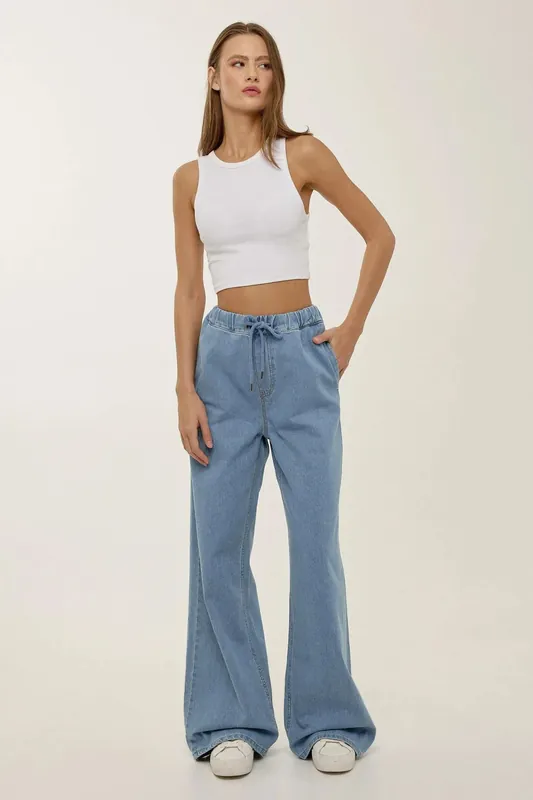 Corded High Waist Wide Leg Jeans - Hiccup