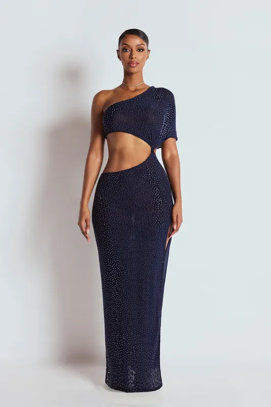 The Ranya Maxi Dress Navy - LEMONLUNAR