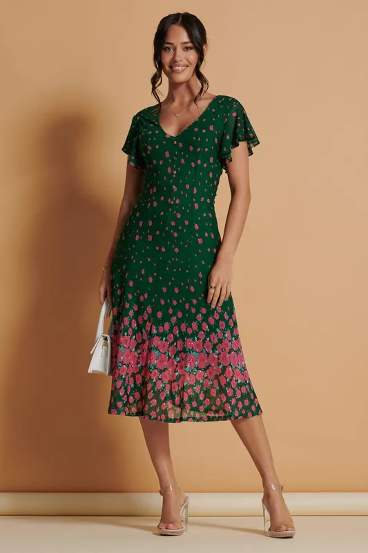 Mirrored Mesh Fit & Flare Midi Dress - Jolie Moi
