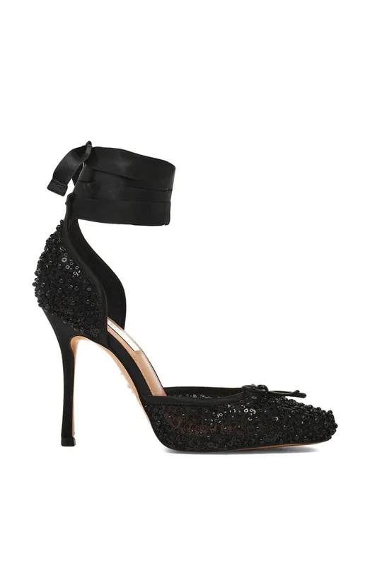 Larina Black Sequin' Fabric Heels - STEVE MADDEN