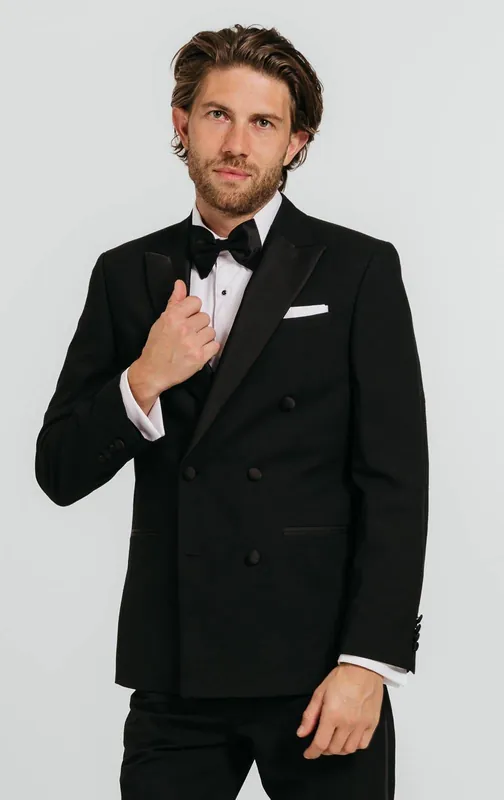 Black Double Breasted Tuxedo Jacket - Dobell