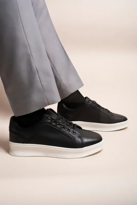 Noah Low Top Faux Leather Lace Up Trainers For Men - IKRUSH