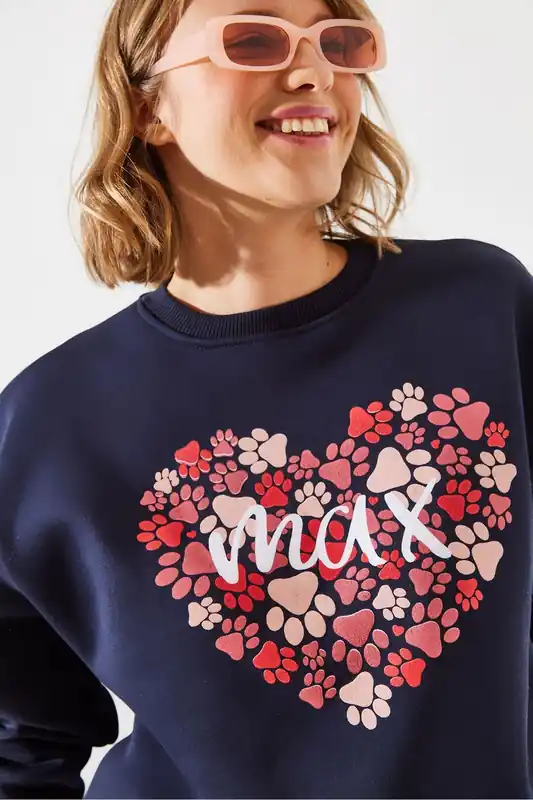 Printed Cotton Crew Neck Sweatshirt - Bianco Lucci