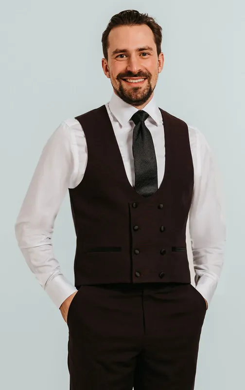 Burgundy Double Breasted Tuxedo Waistcoat - Dobell