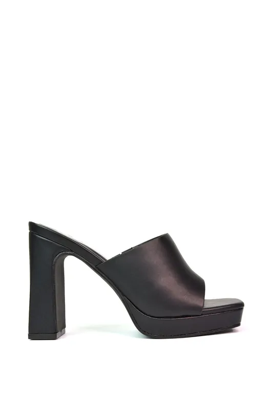 Presley' Square Toe Strappy Platform Block High Heel Mule Sandals - XY London