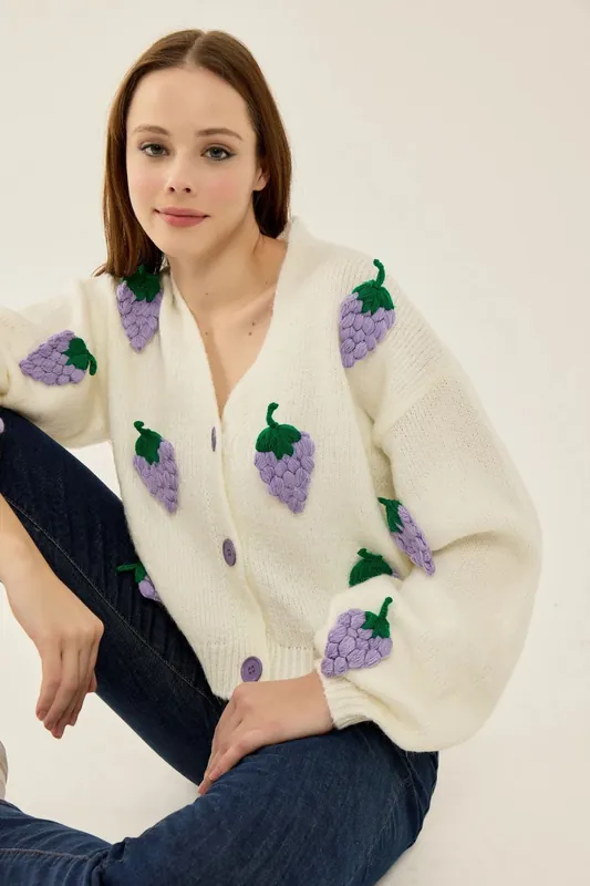 Embroidered Knitwear Cardigan - Hiccup