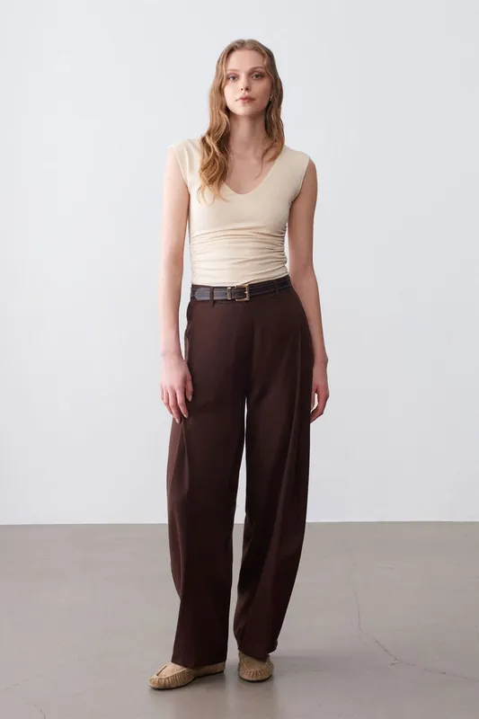 Pleated Wide-Leg Trousers