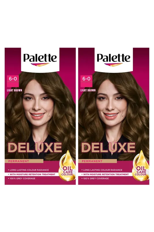 Deluxe Creme Colouration 6-0 Light Brown 'Hair Dye', 2 Pack