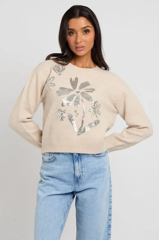 Floral sequin placement jumper - Urban Bliss