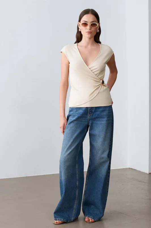 Women’s Slim Fit Wrap Blouse - Dilvin