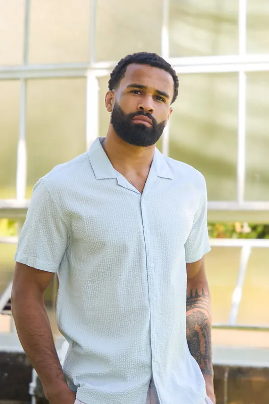 Short Sleeve Fine Stripe Revere Collar Shirt - Brave Soul