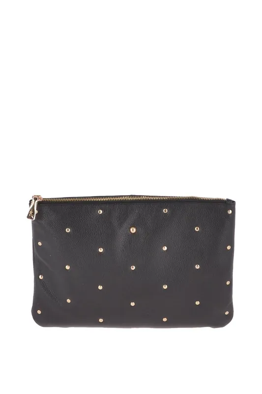 Real Leather Large Studded Clutch Bag - Ashwood Leather